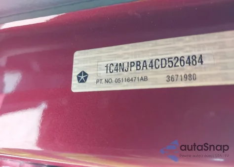 2012 Jeep Patriot Sport из США, поврежденный, VIN 1C4NJPBA4CD526484